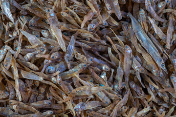 Dried Split Fish Arranged Neatly on Ice at Local Market