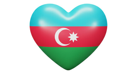 Azerbaijan Heart: Azerbaijan's flag artfully rendered within the shape of a heart, a vibrant symbol of national pride and love.