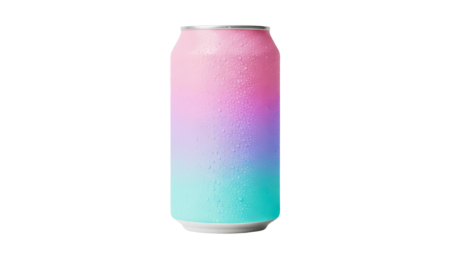 Colourful gradient soda can with condensation
