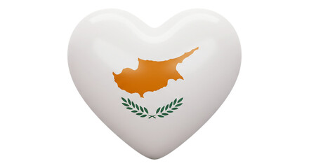 Cyprus Heart: A 3D heart-shaped image featuring the Cypriot flag, symbolizing love for Cyprus or Cypriot patriotism.