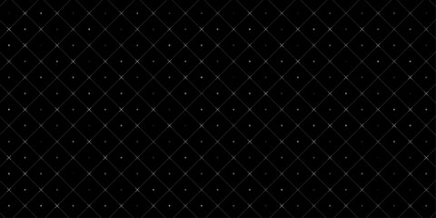 Cyber hi-tech pattern with square grid, cross points and digital dot matrix on black background. Futuristic user interface layout for HUD design or tech dashboard. Vector illustration.