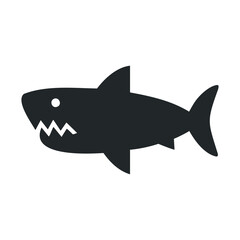 Fototapeta premium Simple black and white shark icon with minimalist design