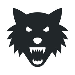 Angry wolf icon with sharp teeth and fierce expression in black silhouette