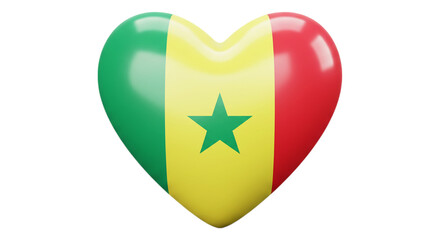 Senegal Flag Heart: The flag of Senegal is depicted within a heart shape, radiating love and national pride.