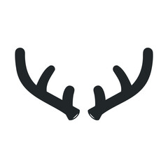 Obraz premium Black silhouette of deer antlers on white background