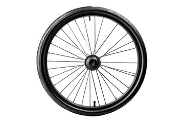 Naklejka premium Black Spoked Wheel Tire Design Detail isolated on a transparent background