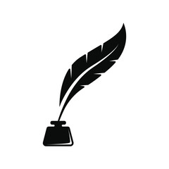 feather pen ink logo design concept idea