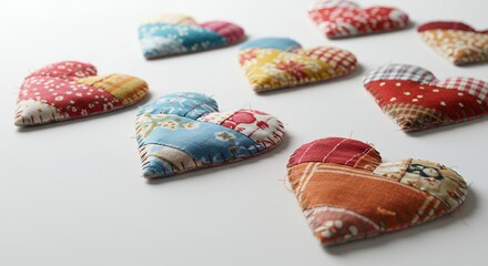Handmade fabric patchwork hearts decorative items