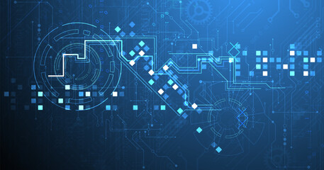 Obraz premium Abstract background. Scientific and technological concept with the use of technical elements formed in the shape of a circle. Vector