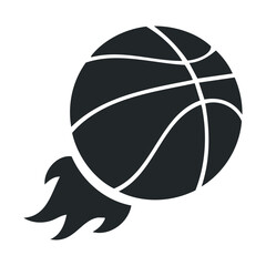 Naklejka premium Black and white basketball icon with motion lines for sports design