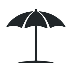 Obraz premium Black and white beach umbrella icon with minimalist design