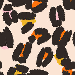 Leopard spots seamless pattern design. Vector background, wallpaper, wrapping paper, fabric, print