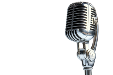 Vintage Microphone Retro Style Music Recording Studio isolated on a transparent background