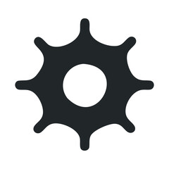 Black gear icon with jagged edges on white background