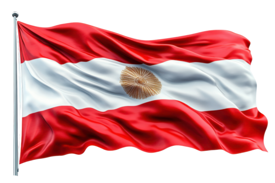 Argentinian flag waving proudly national symbol patriotism South America isolated on a transparent background