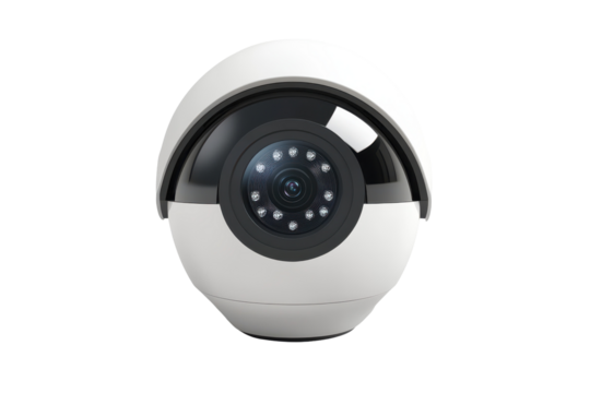 Modern Security Camera White Dome Design Technology Surveillance System isolated on a transparent background - Powered by Adobe