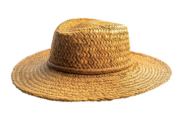 Straw Hat Wide Brim Woven Texture Sun Protection isolated on a transparent background