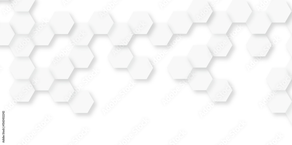 Poster abstract white hexagon pattern png with clean futuristic minimal texture.