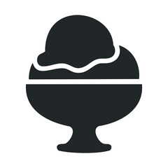 Fototapeta premium Black and white ice cream silhouette in bowl