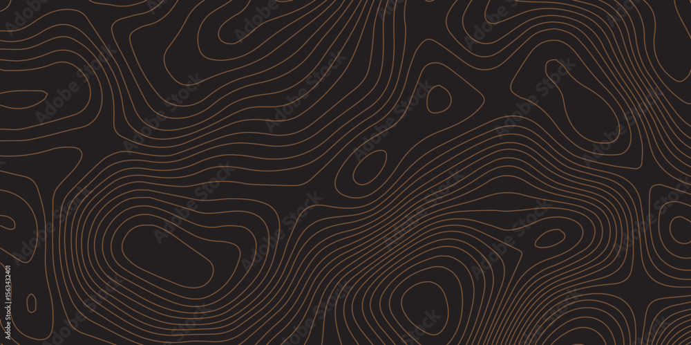 Poster modern contour line design with black terrain topography map pattern background.