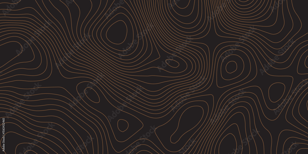 Poster abstract black terrain lines vector background with topographic contour mapping.