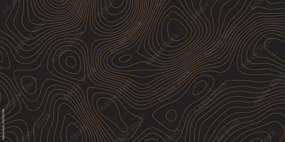 Poster dark topographic contour lines background design with minimalist elevation style.