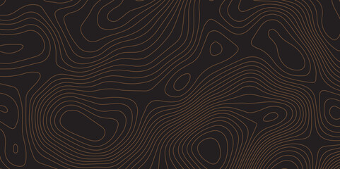 Modern contour line design with black terrain topography map pattern background.