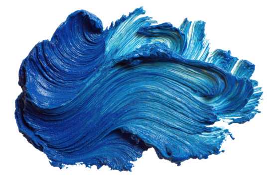 Abstract Blue Paint Swirl Texture Artistic Background, isolated on a transparent background