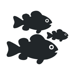 Fototapeta premium Silhouette of three fish in simple black design on white background