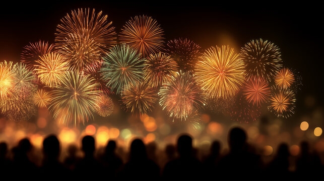 Trinidad crowd watches golden fireworks bursting in the sky celebrating Trinidad and Tobago Independence Day with joy and unity