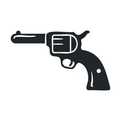 Fototapeta premium Black revolver silhouette icon of vintage handgun side view