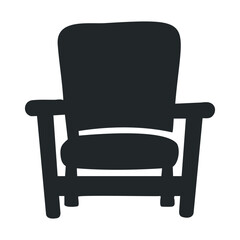 Black rocking chair silhouette with traditional design and armrests