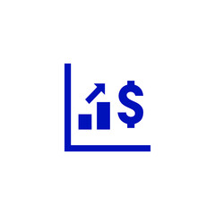 Ascending Blue Bar Graph with Dollar Sign Indicating Financial Growth