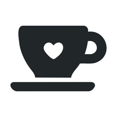 Minimalist cup with heart symbol on saucer