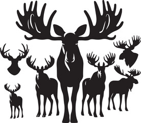 Moose Vector In Black and White