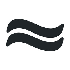 Fototapeta premium Black curved double wave symbol on white background