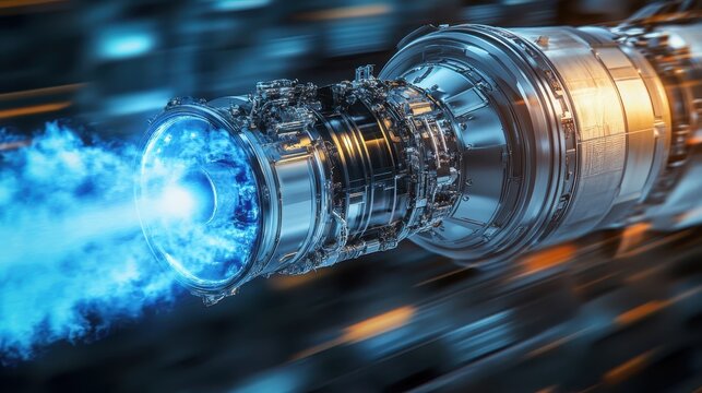 Cryogenic Rocket Engine Emitting Supercooled Vapor in Action