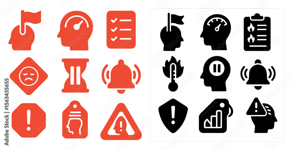 Fototapete the first image is a collection of various icons, including a stop sign, a bell, and a clock. the se