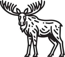 Moose Vector In Black and White