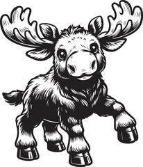 Moose Vector In Black and White