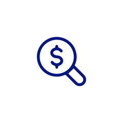 Financial Analysis: Magnifying Glass Icon with Dollar Symbol for Business