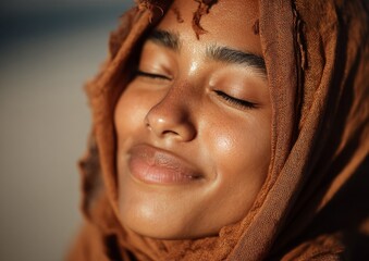 Closeup Portrait of a Smiling Woman with Glitter on her Face