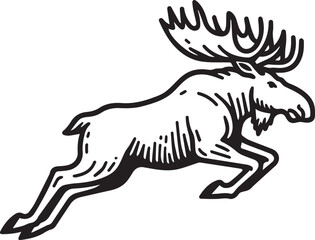 Moose Vector In Black and White
