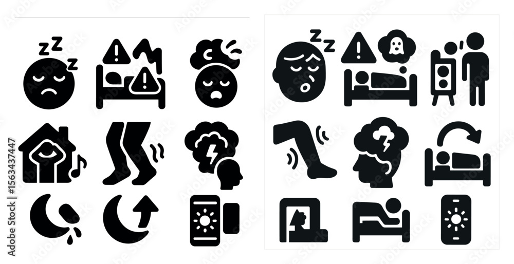 Aufkleber the first image depicts a person sleeping with a frowning face, while the second image shows a perso
