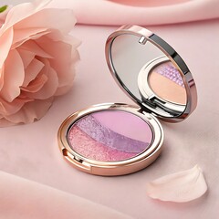 Pink purple glitter compact powder makeup image