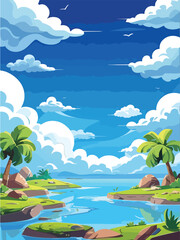 tropical island with palm trees
