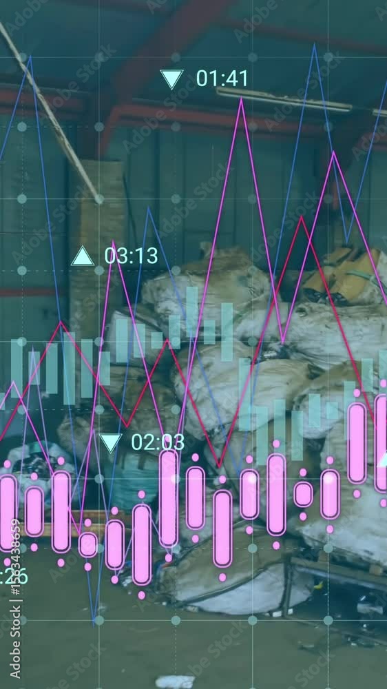 Poster animation of graphs with numbers moving on transparent background