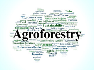 Agroforestry Word Cloud. Exploring Sustainable Land Use and Ecological Farming