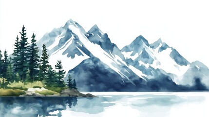 Kenai Fjords National Park. Kenai Fjords National Park hand drawn watercolor illustration