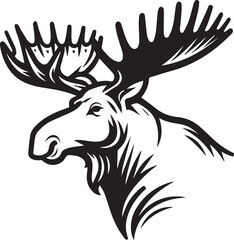 Moose Vector In Black and White